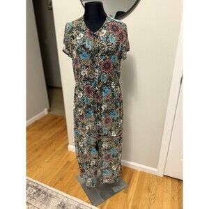 DR2 Daniel Rainn Dress / Coverup XS Floral Shirt Sleeve Button Front Sheer